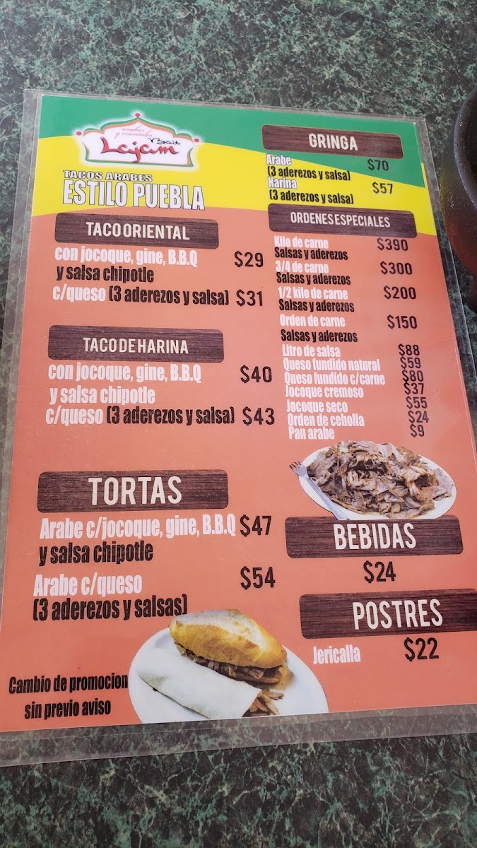 Tacos Árabes Bait Lajam Menu - Image 4