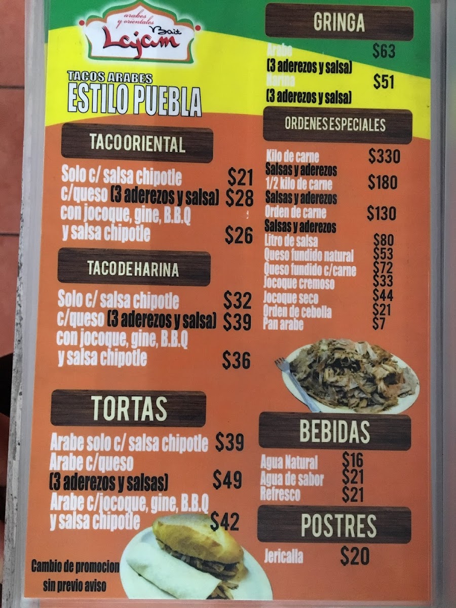 Tacos Árabes Bait Lajam Menu - Image 5