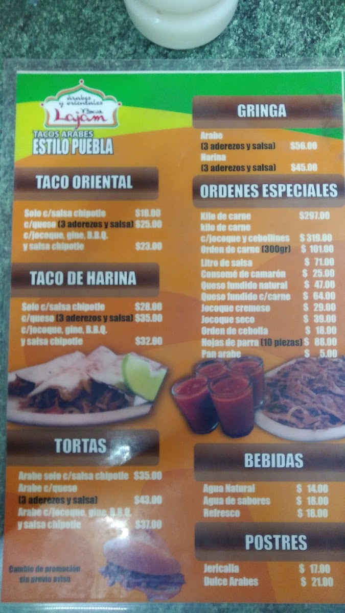 Tacos Árabes Bait Lajam Menu - Image 6
